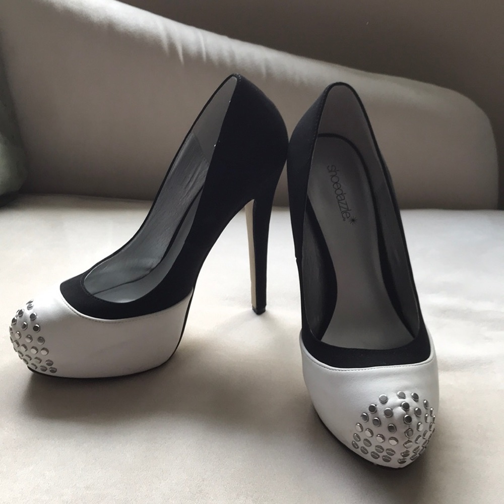 Black and white high heels